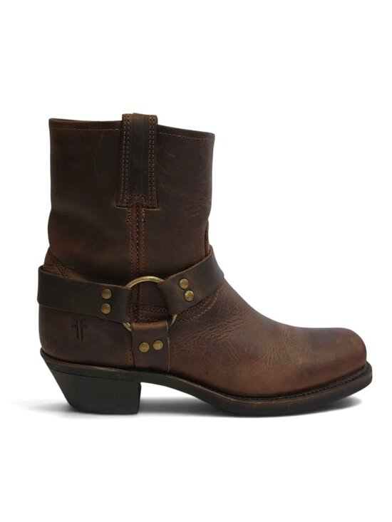 FRYE 8R Harness Short Boot Brown Oiled Leather Moto Engineer display picture 1